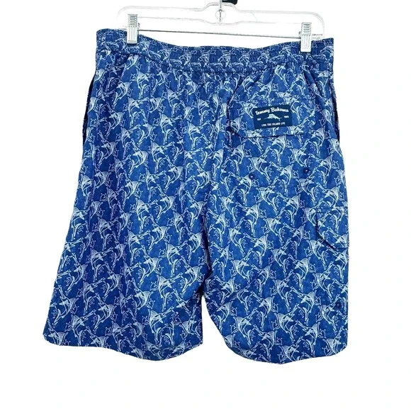 Tommy Bahama Baja Marlin Geo Shorts Elastic Waist Dark Cobalt Size M NWT